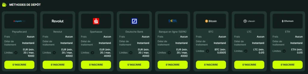 Dépôt Betnjet Casino